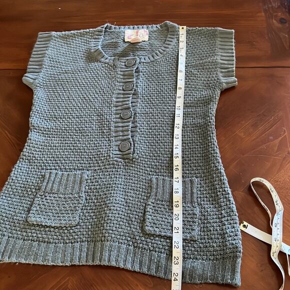 OP Gray Tunic Sweater Juniors Size S 3/5 Buttons Pockets Y2K - Picture 8 of 8